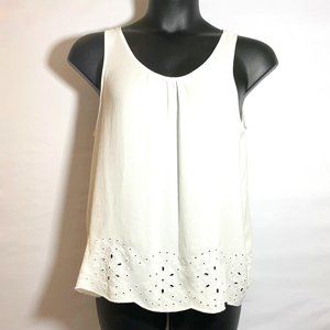 Loft Women’s sleeveless shell blouse with eyelet detail in cream ivory - XLP